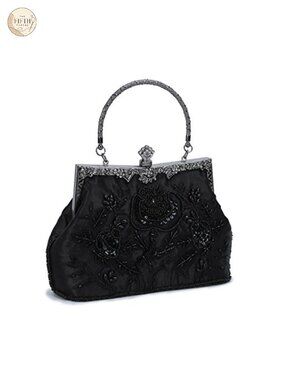 Beaded Sequin Vintage Clutch Evening Bag Embroidered Formal Handbag